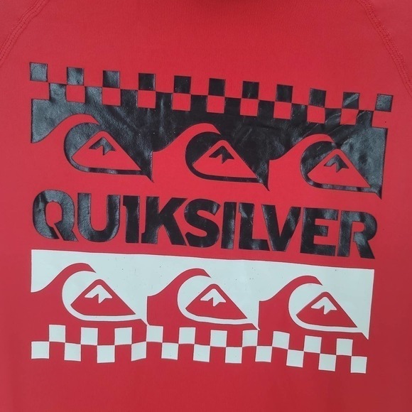 Quiksilver Men's Rash Guard Swim Top Size M Red Medium Short Sleeve - Picture 5 of 6